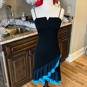 Lipstick dress black spaghetti straps ruffle party